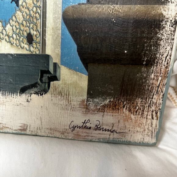 Decoupage Photography Morocco/Spanish Tower and Sky Artist Signed - Picture 2 of 6